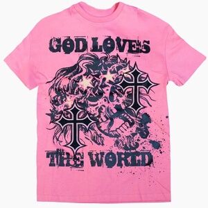 NWT Watson luxe studios  God Loves the World Saint Shirt Men's L Streetwear NEW
